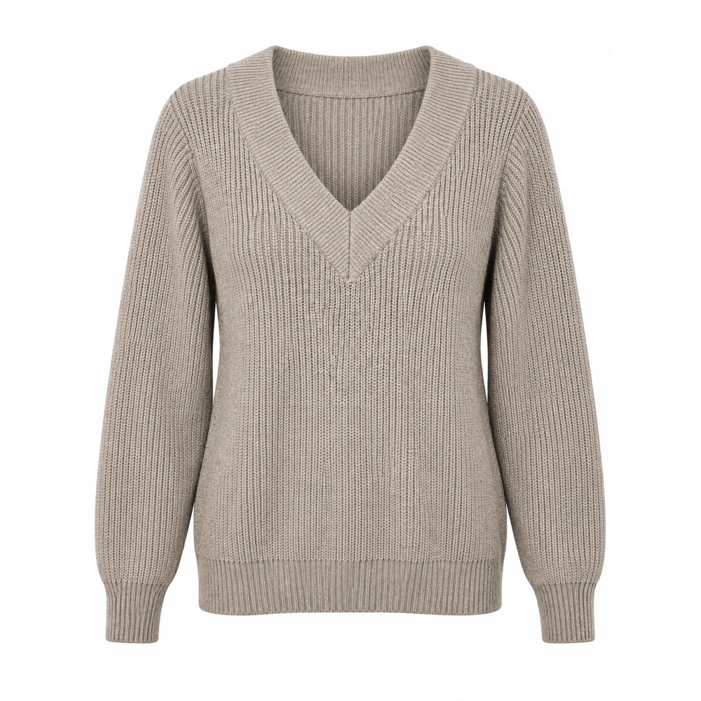 Philosophy Republic Clothing Taupe Chunky V-Neck Sweater Women's XL